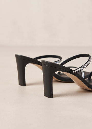 Cannes Glow Black Leather Sandals