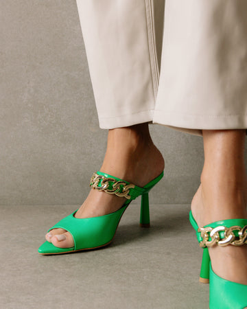 Joanna Sandals - Green - Suede goatskin leather - Sézane