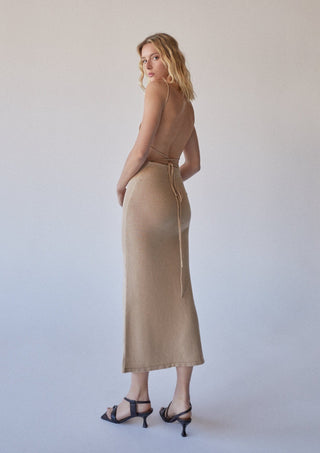 Delicate Strap Knit Dress Toasted Almond