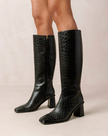 East Apple Alli Black Vegan Leather Boots ALOHAS