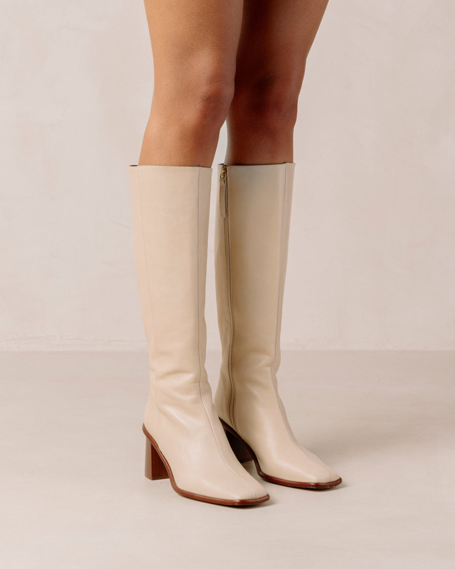 East Cream Leather Boots Boots ALOHAS