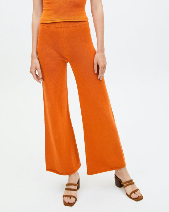 Easy Wide Knit Pants Clementine Orange