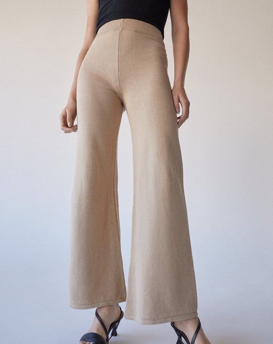 Easy Wide Knit Pants Toasted Almond