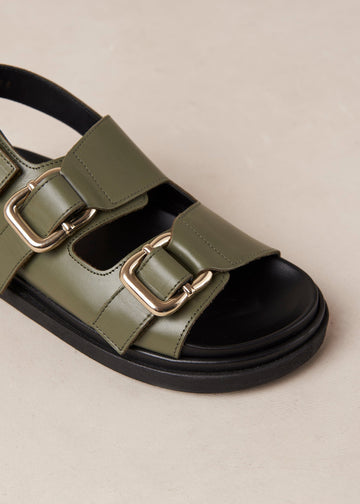 Harper Green Leather Sandals ALOHAS