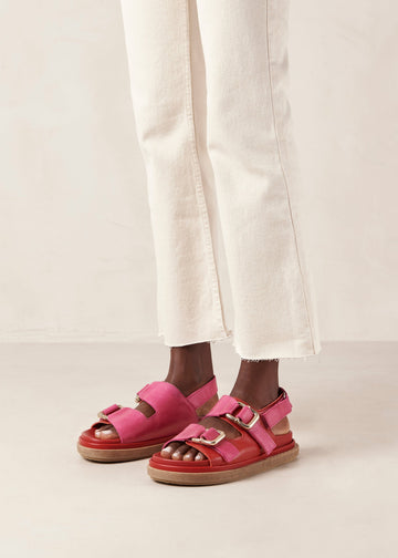 Harper Bicolor Red Magenta Leather Sandals