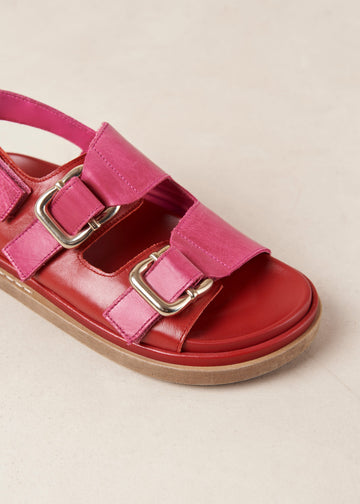 Harper Bicolor Red Magenta Leather Sandals