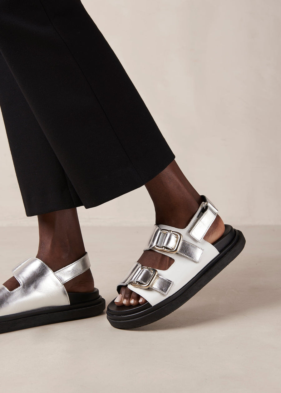 Harper Shimmer Silver Bright White Sandals ALOHAS