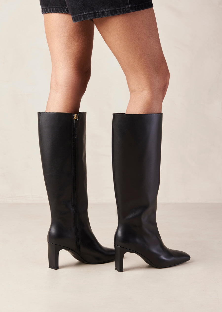 Isobel Black Leather Boots Boots ALOHAS