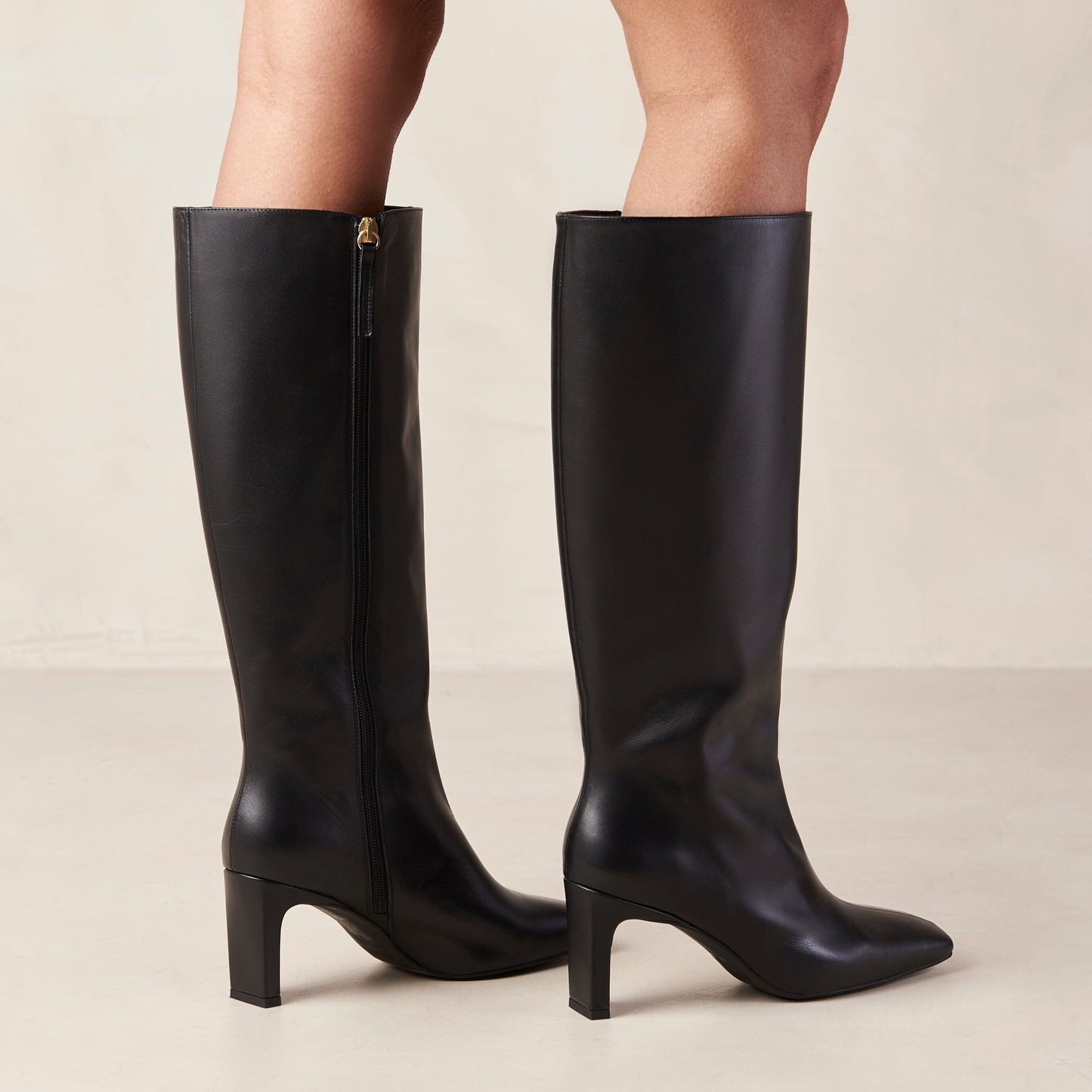 Isobel Black Leather Boots Boots ALOHAS