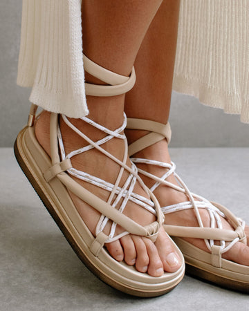 Jungle Stone Beige Laced Up Sandal