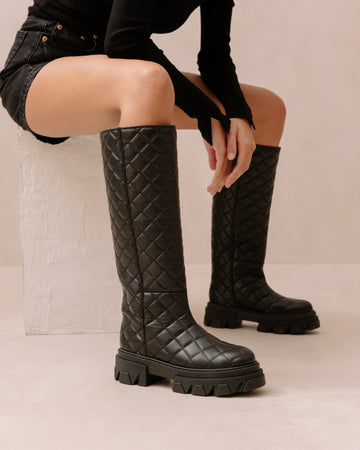 Katiuska Goal Digger Black Leather Boots ALOHAS