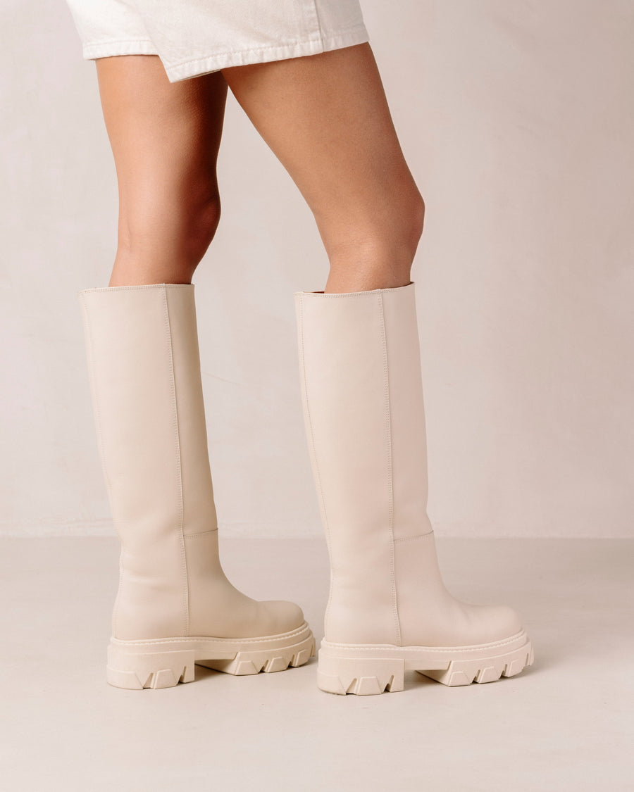 Katiuska Cream Leather Boots Boots ALOHAS