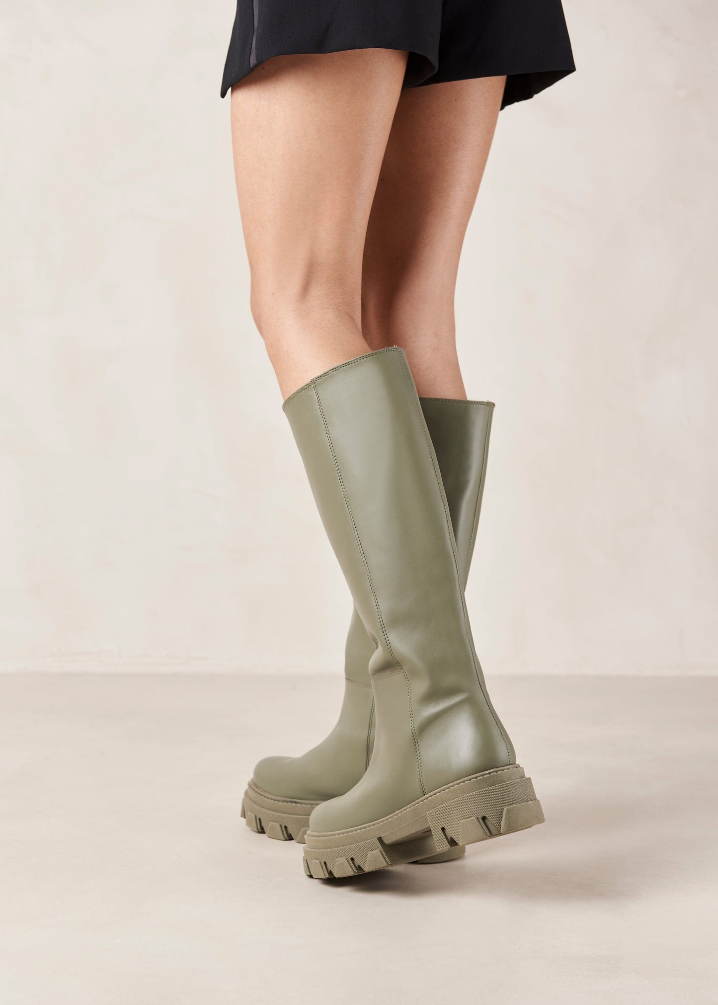 Katiuska Khaki Leather High Boot Boots ALOHAS