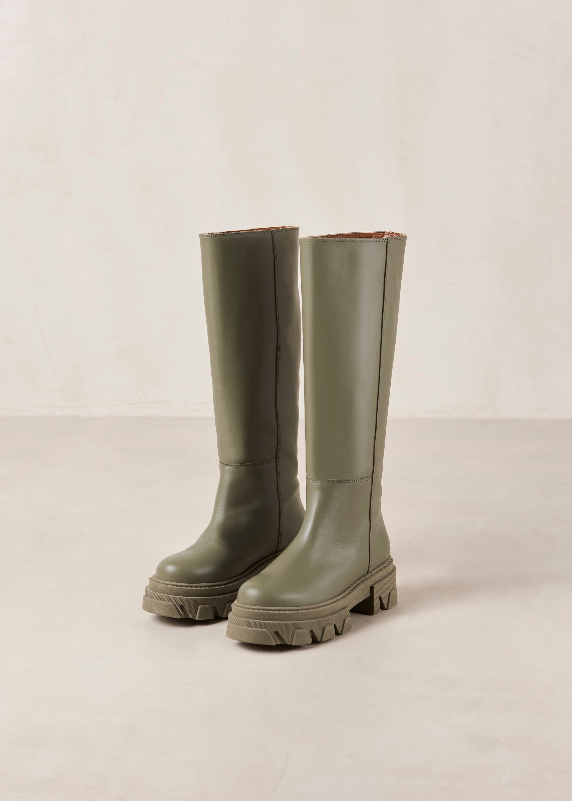 Katiuska Khaki Leather High Boot Boots ALOHAS