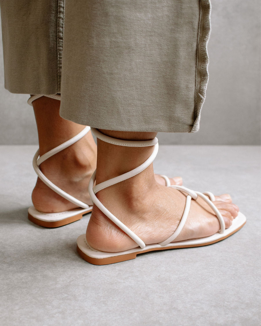 Lace Cream Leather Sandals Sandals ALOHAS