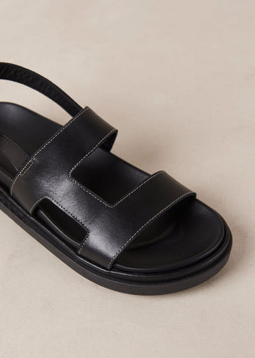 Lorelei Black Leather Sandals ALOHAS