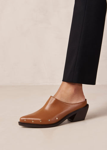 Lorenzo Tan Leather Mules