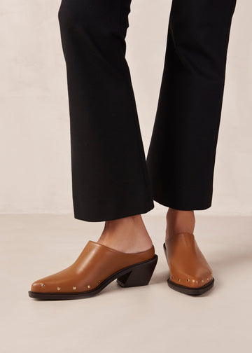 Lorenzo Tan Leather Mules