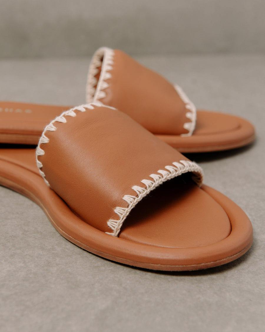 Malibu Crochet Tan Cream Leather Sandals Sandals ALOHAS