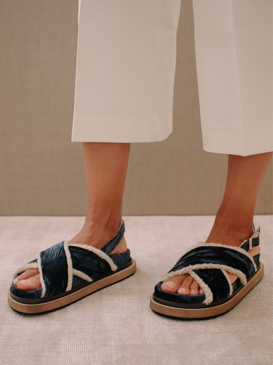 Marshmallow Blue Velvet Sandals ALOHAS