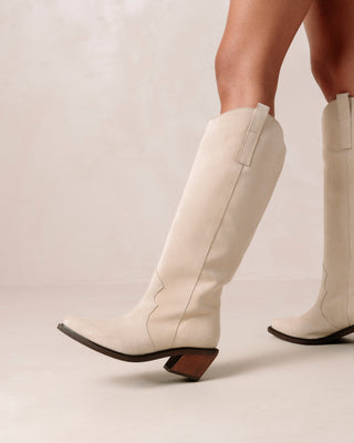 Mount Suede Cream Leather Boots
