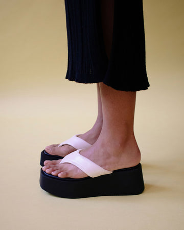 Vegan Leather Platform Flip Flops