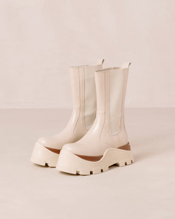 Phoebe Marcona Cream Ankle Boots