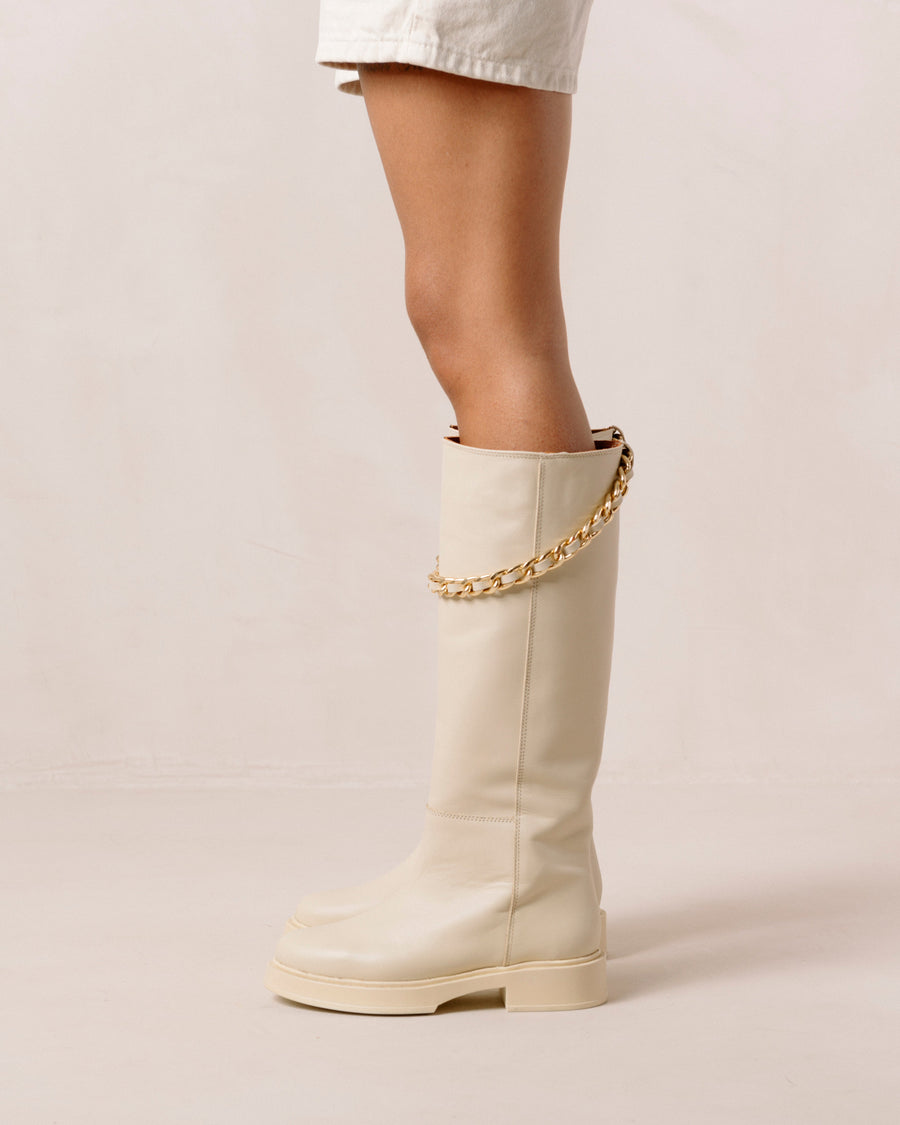 Pier Cream Leather Boots Boots ALOHAS