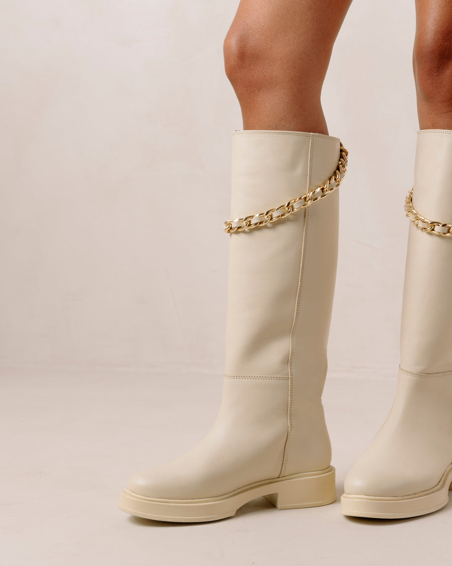 Pier Cream Leather Boots Boots ALOHAS