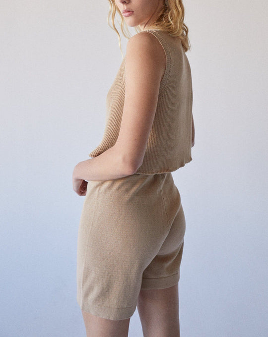 Roomy Knit Shorts Toasted Almond