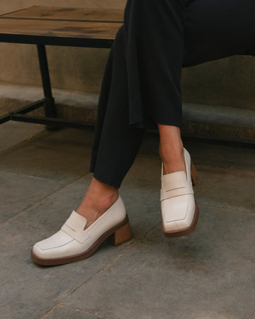 Roxanne Cream Leather Loafers