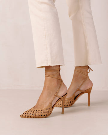 Sandstorm Brown Leather Heels ALOHAS