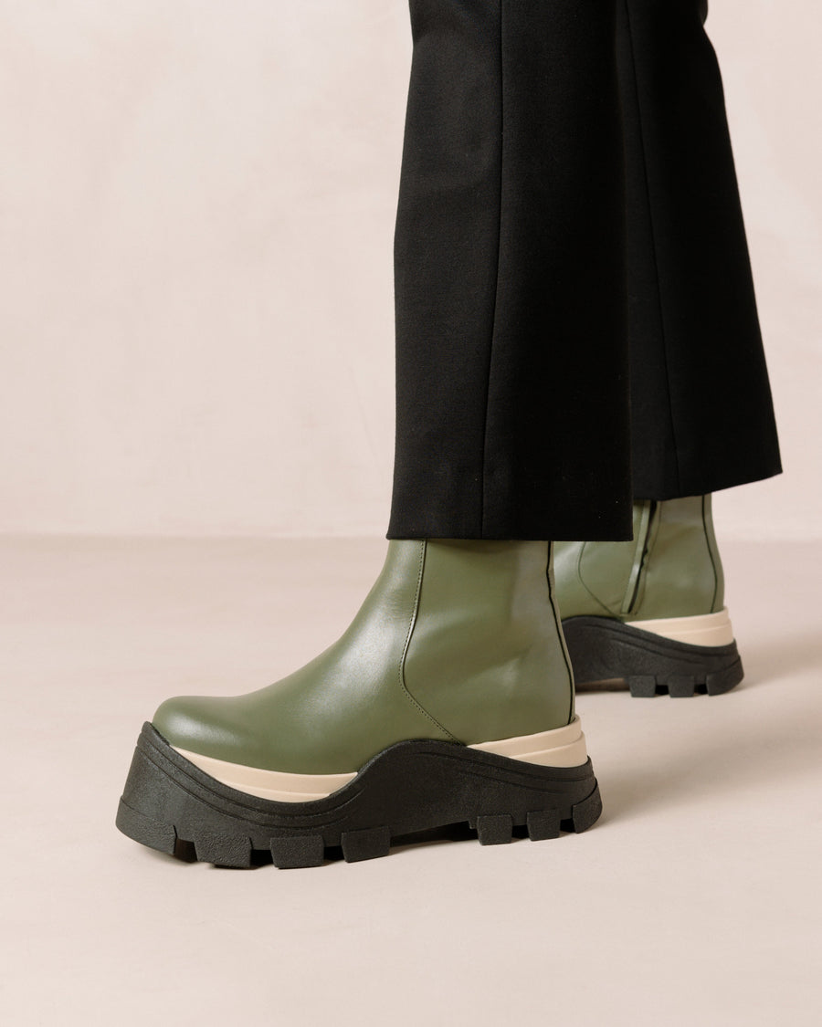 Sapphire Chess Dusty Olive Ankle Boots ALOHAS