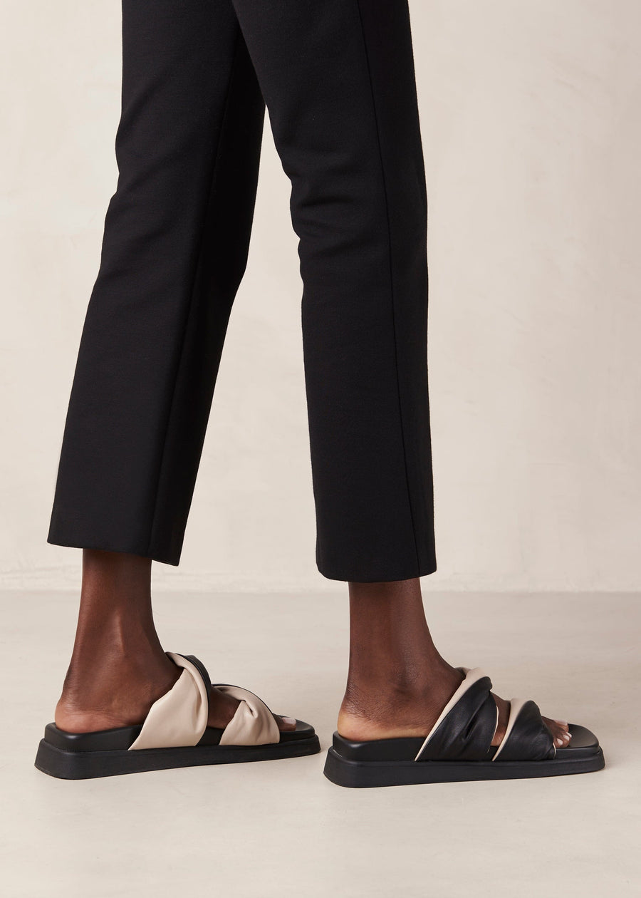 Shaka Bicolor Black Cream Leather Sandals Sandals ALOHAS