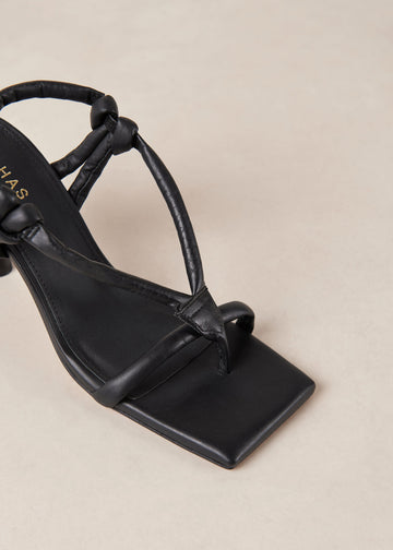 Sheila Black Leather Sandals ALOHAS