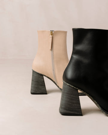 South Bicolor Corn Stone Beige Black Vegan Leather Ankle Boots