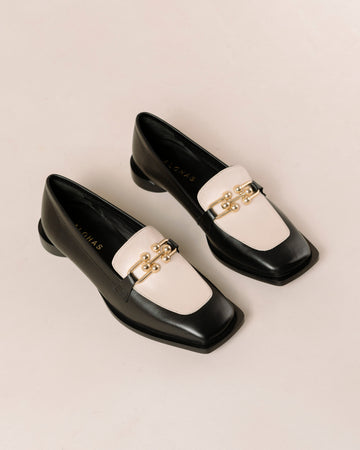 Spotlight Black and White Leather Loafers ALOHAS