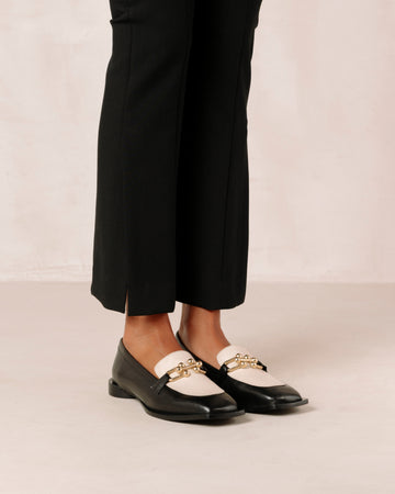 Spotlight Black and White Leather Loafers ALOHAS