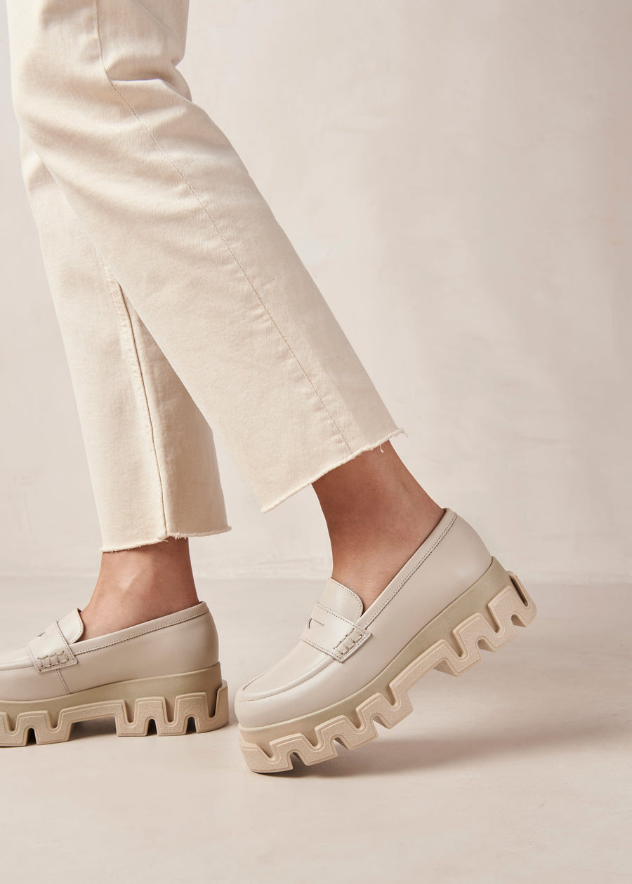 Stella Cream Leather Loafers