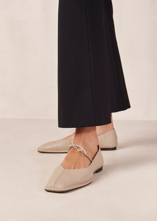 Sway  Stone Beige Leather Ballet Flats