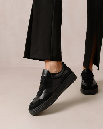 Men's Black Leather Sneakers | Capri Wide Fit in Onyx | Koio – KOIO