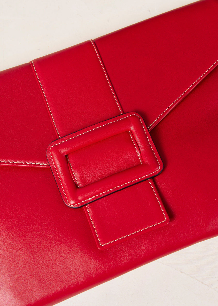 The E Red Leather Clutch Clutches ALOHAS