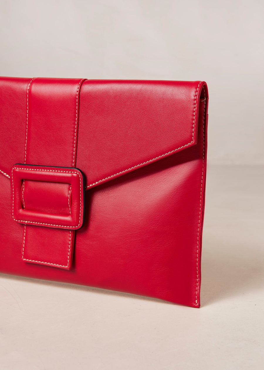 The E Red Leather Clutch Clutches ALOHAS