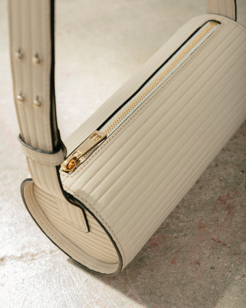 The I Pleated - White Leather Handbag | ALOHAS