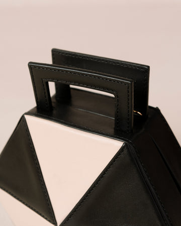 The K Bicolor Black Cream Leather Crossbody Bag