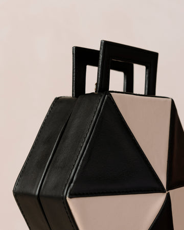 The K Bicolor Black Cream Leather Crossbody Bag