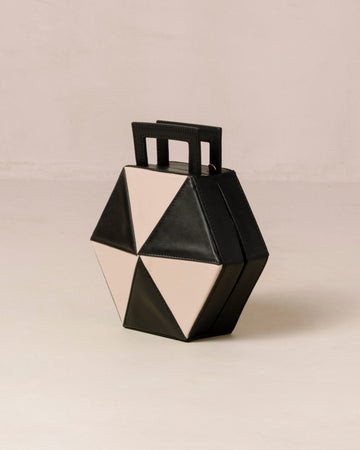 The K Bicolor Black Cream Leather Crossbody Bag