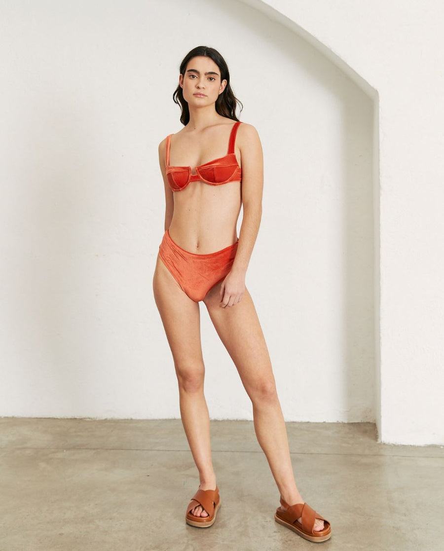The Loop Velvet Pomelo Orange Bikini Tops ALOHAS