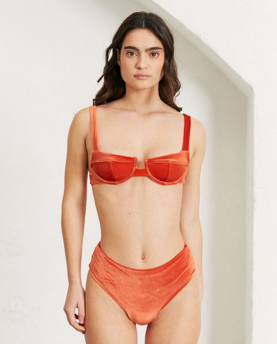 The Loop Velvet Pomelo Orange Bikini Tops ALOHAS
