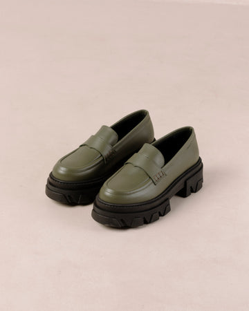 Trailblazer Green Leather Loafers ALOHAS